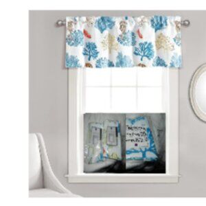 Lush Decor Coastal Reef Feather Light Filtering Window Valance🆕FAST📦🏃🏻💨⚡🚚